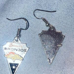 Denver Broncos Silver-tone Dangle Earrings - White, Orange, Gold